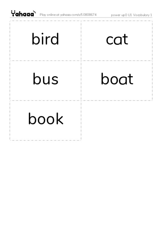 Word flashcards worksheet for power up0 U1 Vocabulary 1