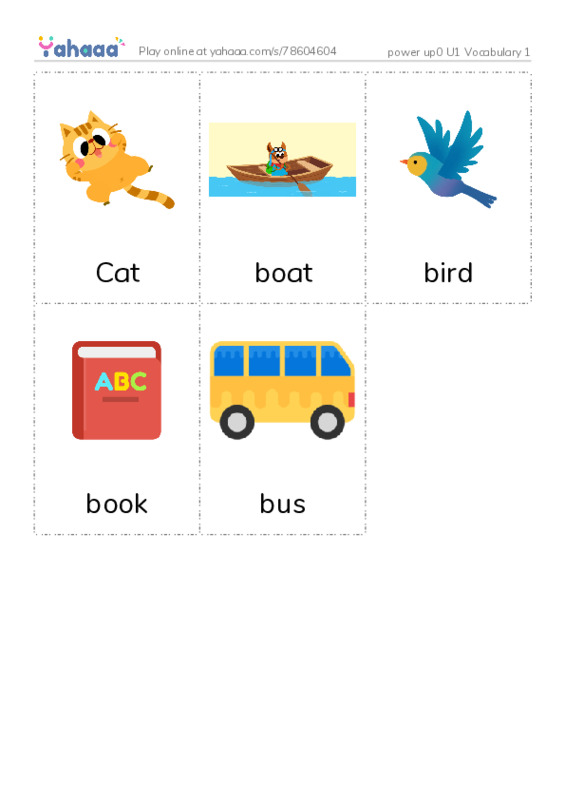 Picture flashcards worksheet for power up0 U1 Vocabulary 1