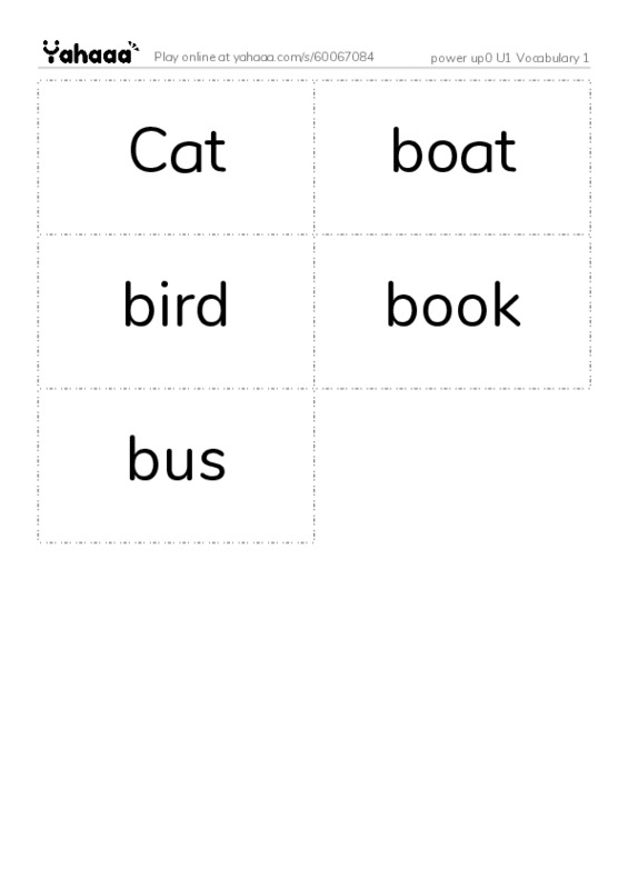 Word flashcards worksheet for power up0 U1 Vocabulary 1
