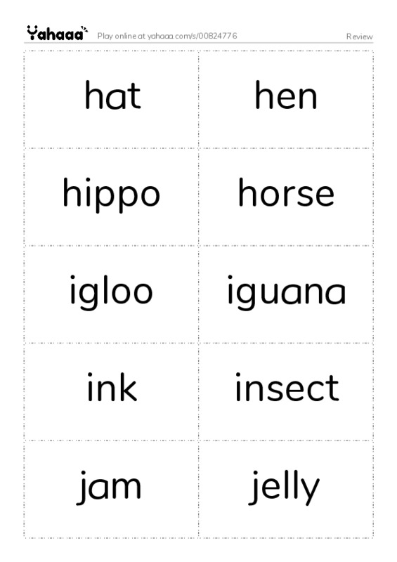 Word flashcards worksheet for Review