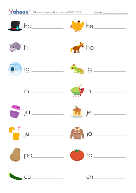 Write the word rows worksheet for Review