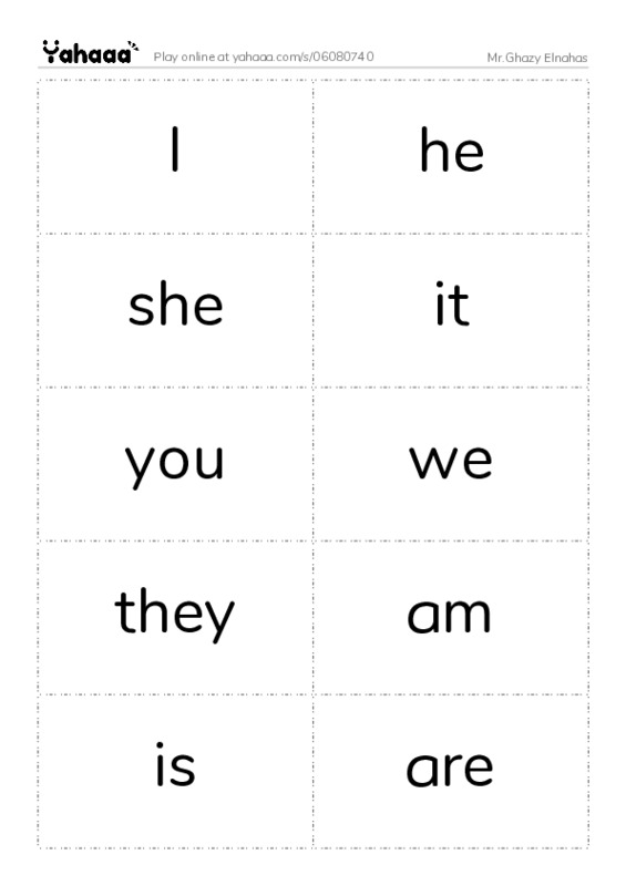 Word flashcards worksheet for Mr.Ghazy Elnahas