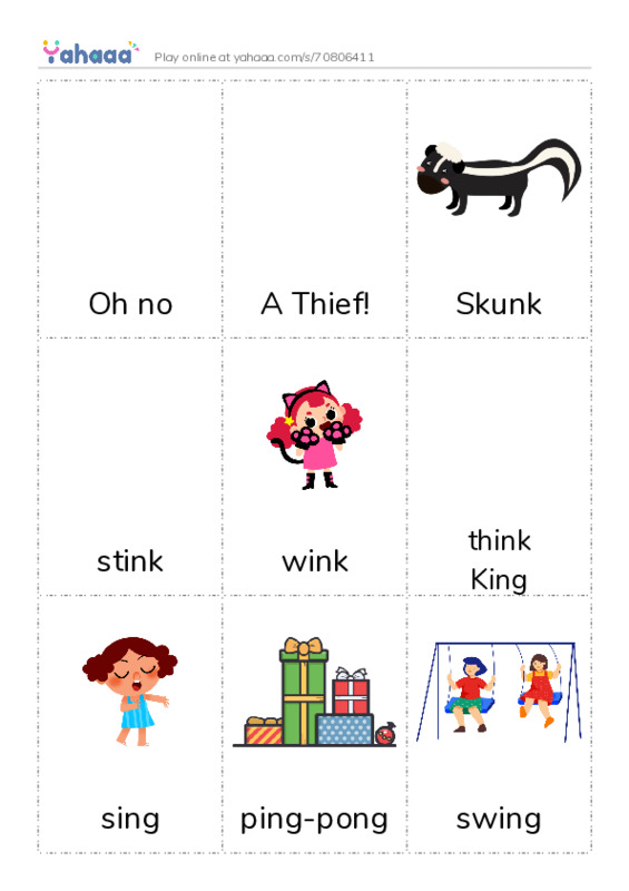 Picture flashcards worksheet for Oh no, A Thief!, Skunk and 12 more