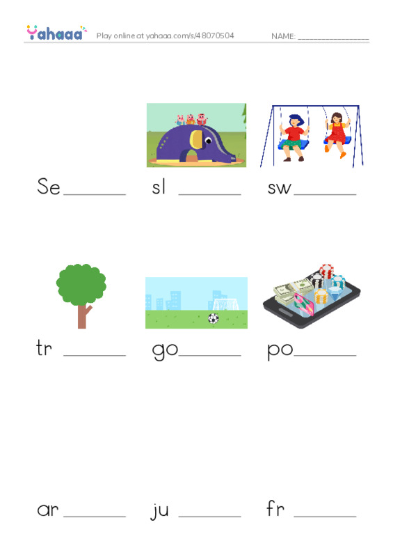 Finish the word worksheet for Park