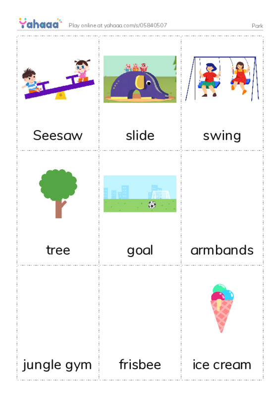 Picture flashcards worksheet for Park