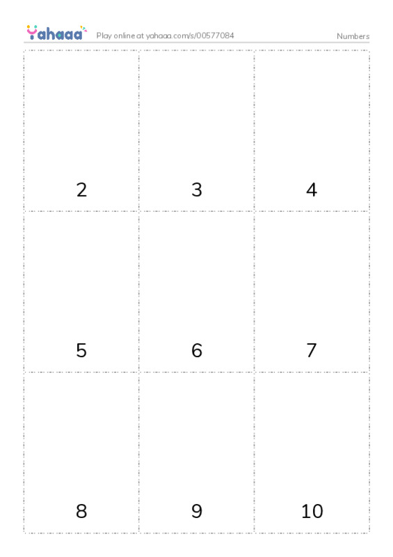 Picture flashcards worksheet for Numbers