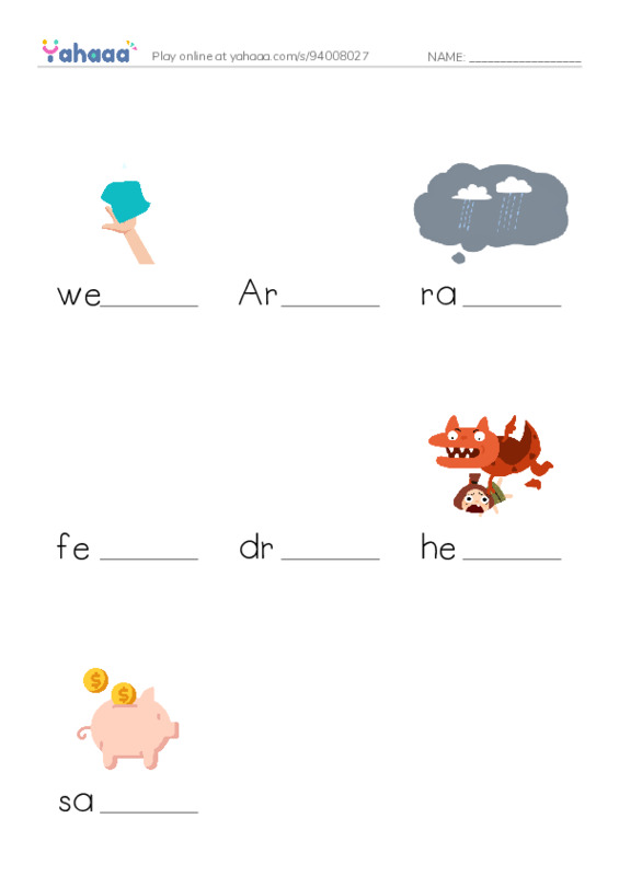 Finish the word worksheet for Noah's Ark adventure