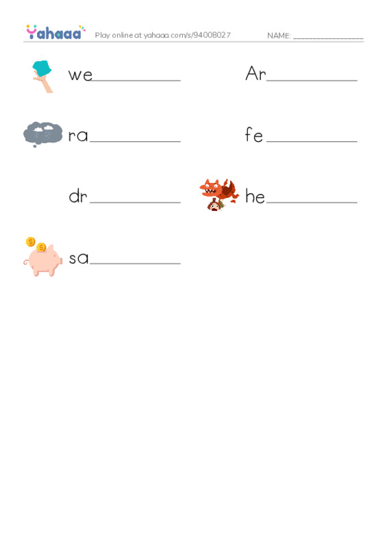 Write the word rows worksheet for Noah's Ark adventure