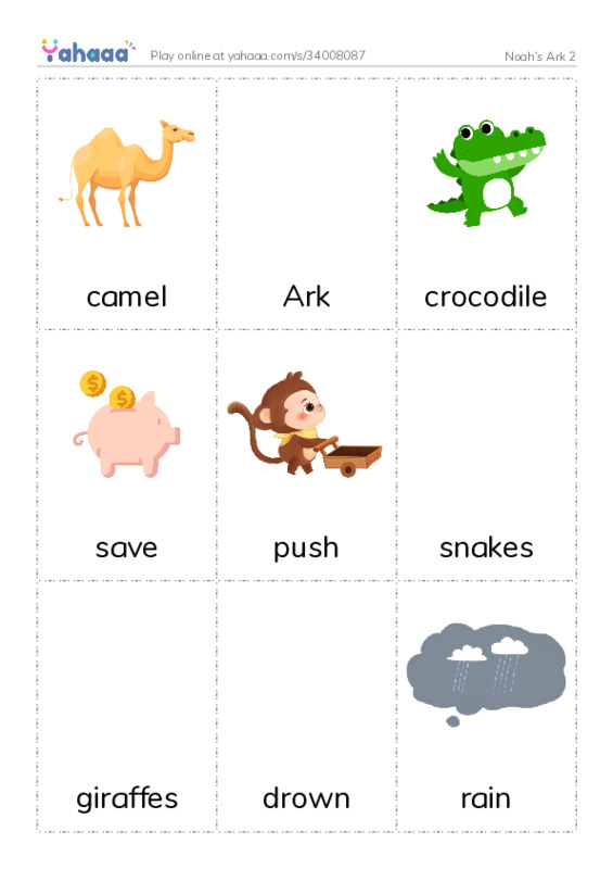 Picture flashcards worksheet for Noah's Ark 2