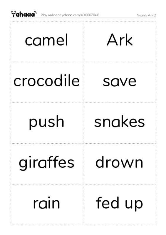 Word flashcards worksheet for Noah's Ark 2