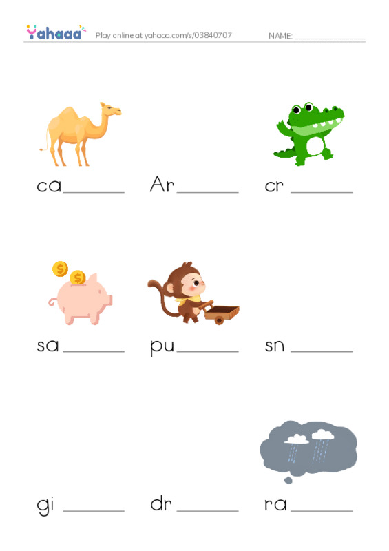 Finish the word worksheet for Noah's Ark 2