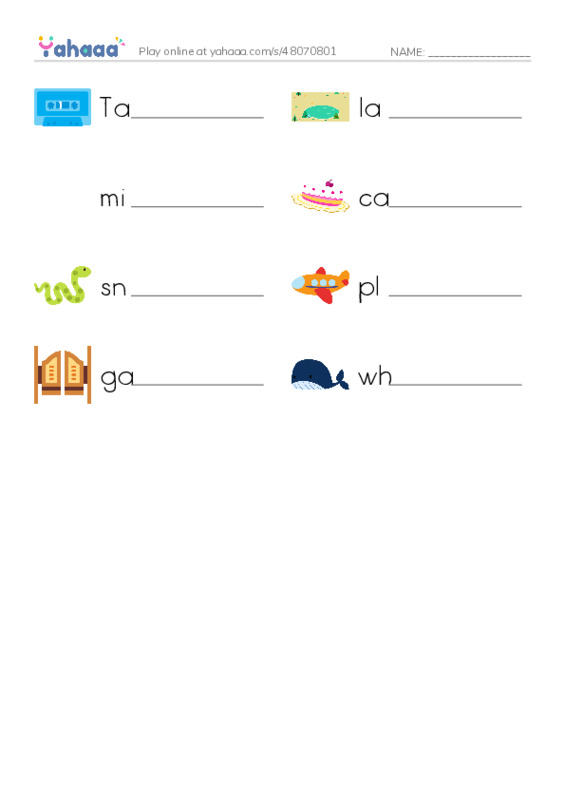 Write the word rows worksheet for Magic e