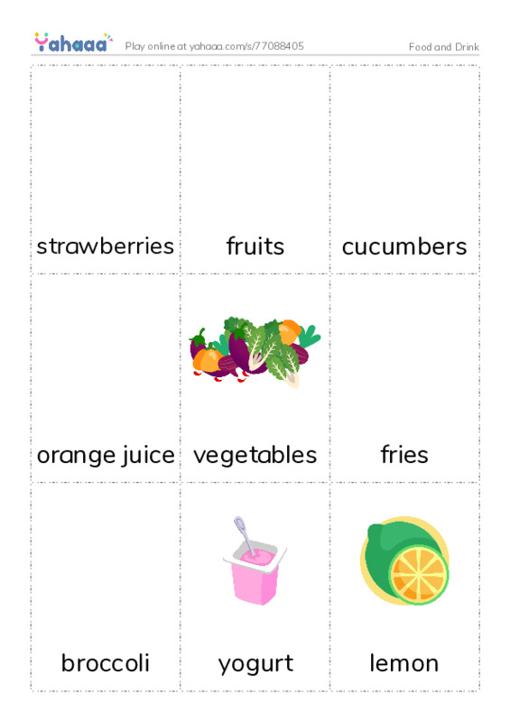 Picture flashcards worksheet for Food and Drink