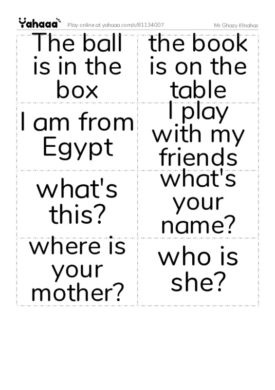 Word flashcards worksheet for Mr.Ghazy Elnahas
