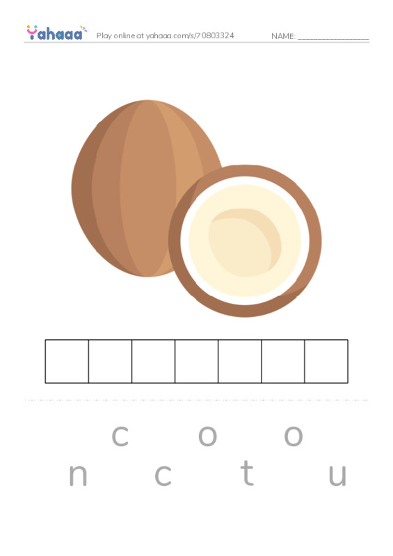 Letter scramble puzzle worksheet for Fruits