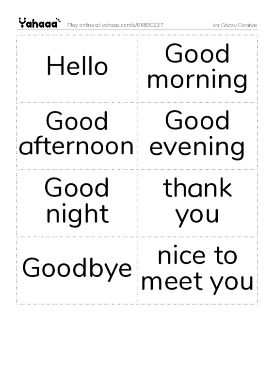 Word flashcards worksheet for Mr.Ghazy Elnahas