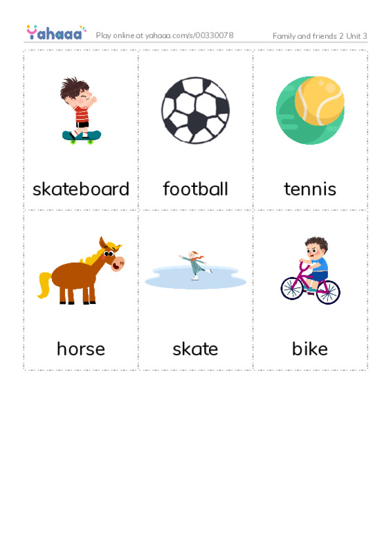 Picture flashcards worksheet for Family and friends 2 Unit 3