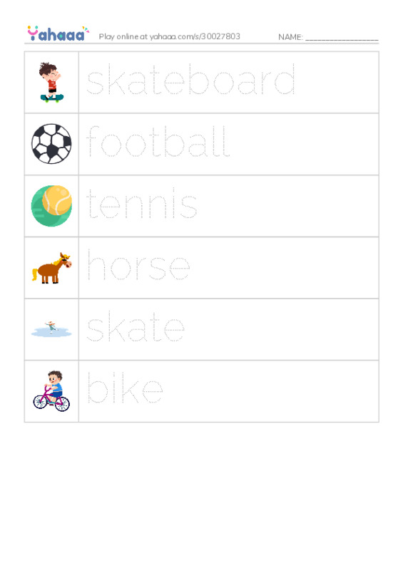 Picture and word rows worksheet for Family and friends 2 Unit 3