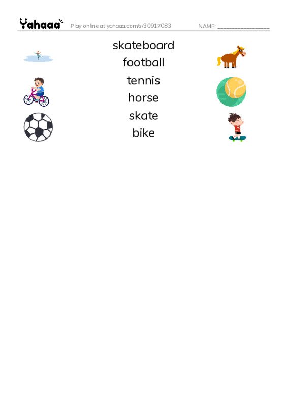 Match both sides worksheet for Family and friends 2 Unit 3