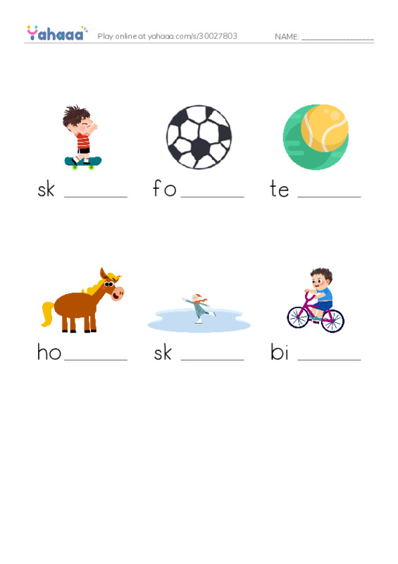 Finish the word worksheet for Family and friends 2 Unit 3
