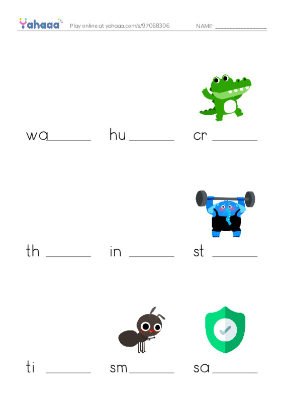 Finish the word worksheet for Mr.Ghazy Elnahas