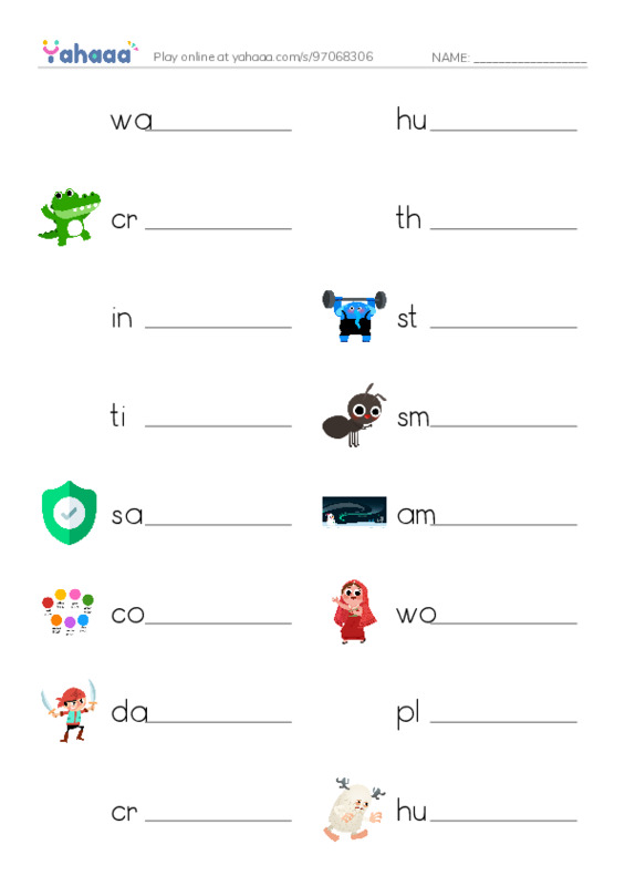 Write the word rows worksheet for Mr.Ghazy Elnahas