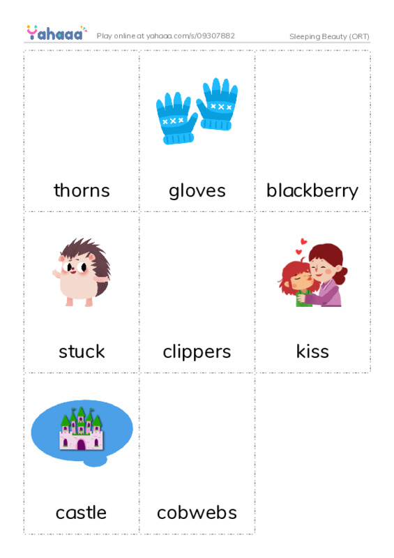 Picture flashcards worksheet for Sleeping Beauty (ORT)