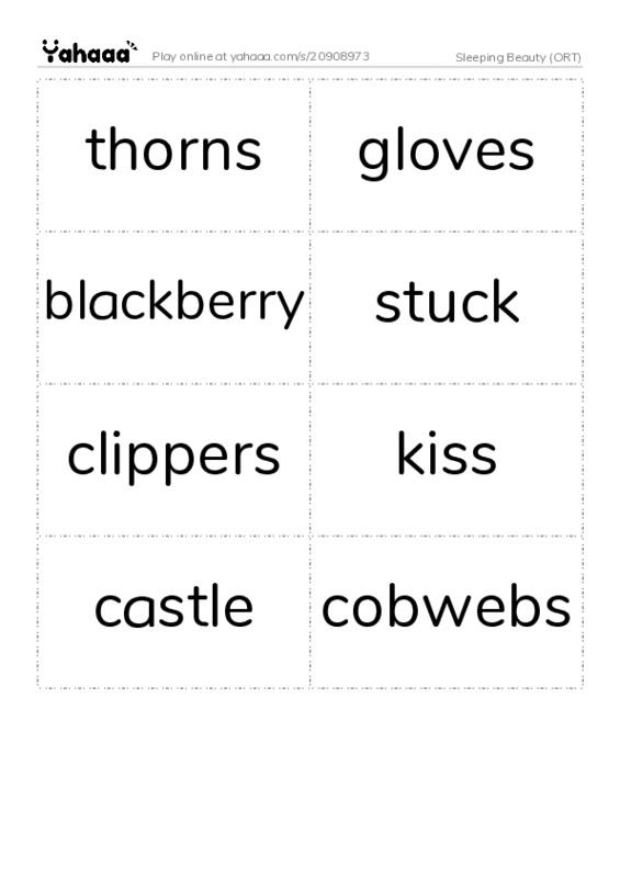 Word flashcards worksheet for Sleeping Beauty (ORT)