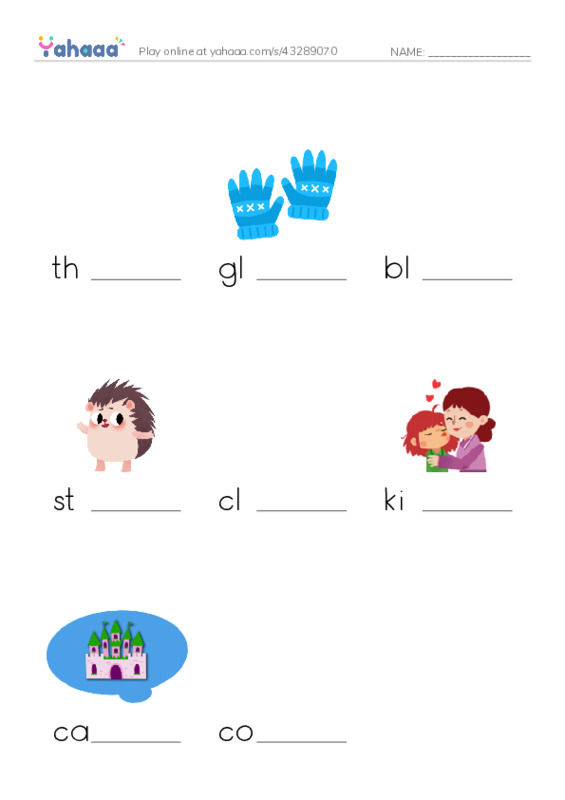 Finish the word worksheet for Sleeping Beauty (ORT)