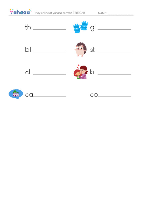 Write the word rows worksheet for Sleeping Beauty (ORT)