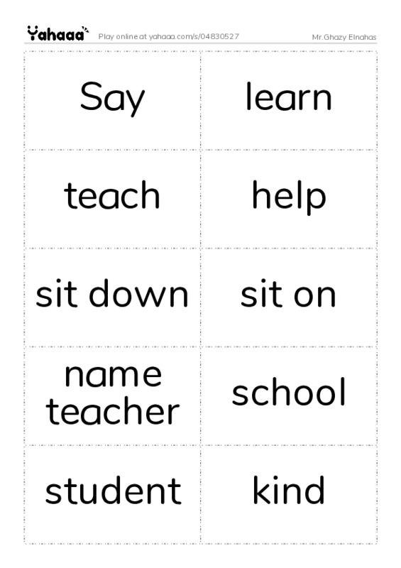 Word flashcards worksheet for Mr.Ghazy Elnahas