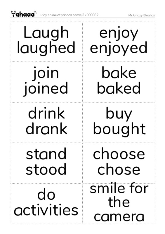 Word flashcards worksheet for Mr.Ghazy Elnahas