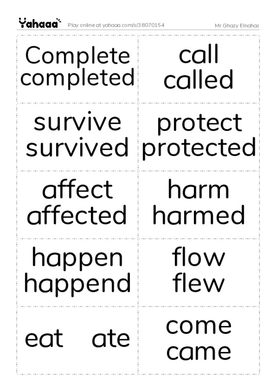 Word flashcards worksheet for Mr.Ghazy Elnahas