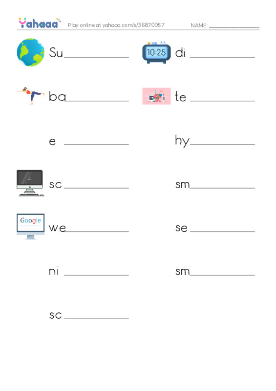 Write the word rows worksheet for Mr.Ghazy Elnahas