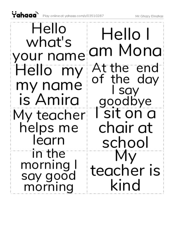 Word flashcards worksheet for Mr.Ghazy Elnahas