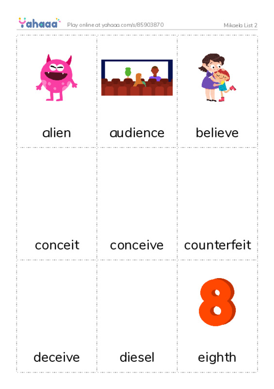 Picture flashcards worksheet for Mikaela List 2