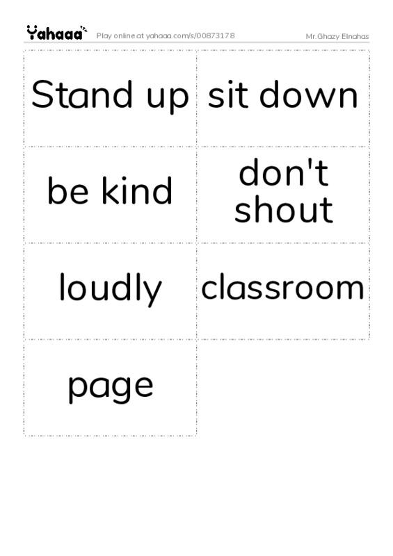 Word flashcards worksheet for Mr.Ghazy Elnahas