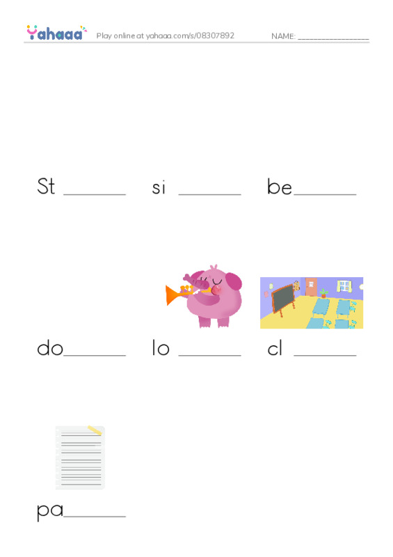 Finish the word worksheet for Mr.Ghazy Elnahas