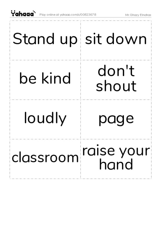 Word flashcards worksheet for Mr.Ghazy Elnahas