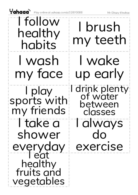 Word flashcards worksheet for Mr.Ghazy Elnahas