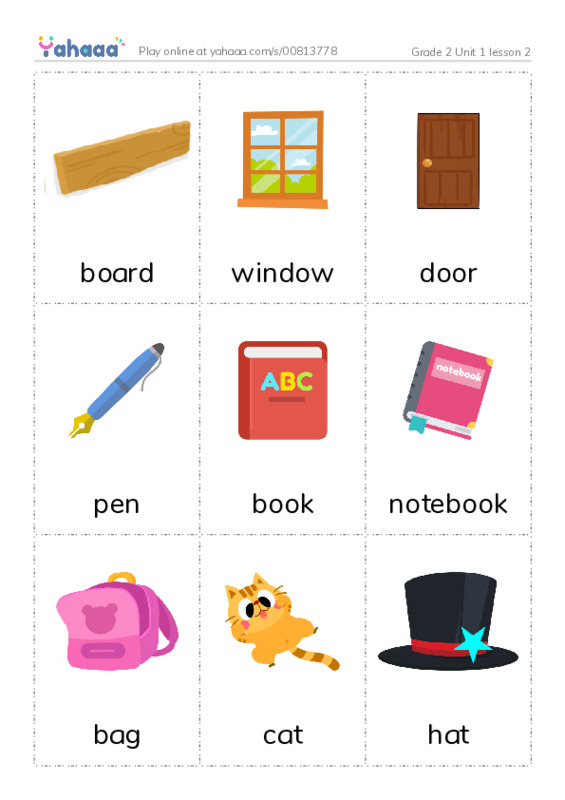 Picture flashcards worksheet for Grade 2 Unit 1 lesson 2