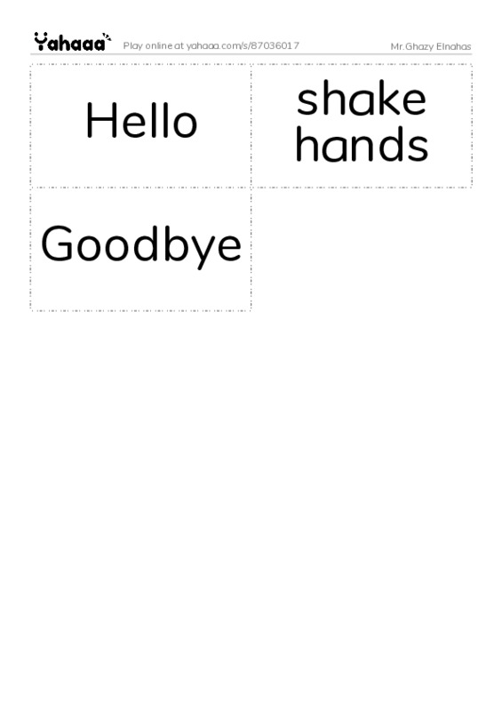 Word flashcards worksheet for Mr.Ghazy Elnahas