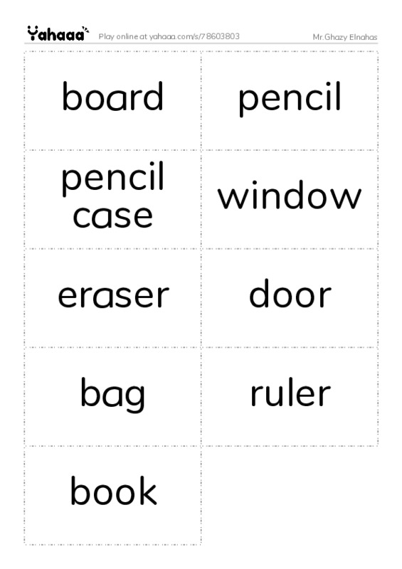 Word flashcards worksheet for Mr.Ghazy Elnahas