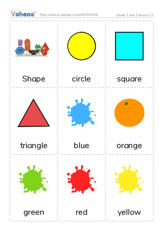 Picture flashcards worksheet for Grade 2 unit 2 lesson 1,2