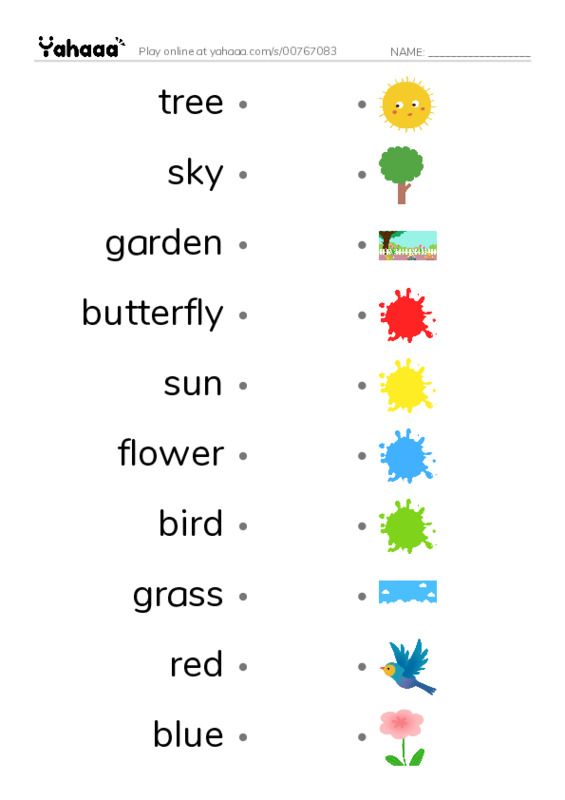 Draw a line to match worksheet for Grade 1 Unit 2 lesson1