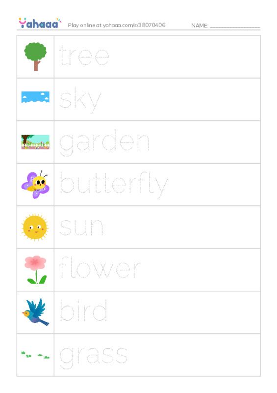 Picture and word rows worksheet for Grade 1 Unit 2 lesson1