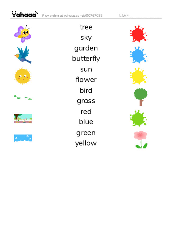 Match both sides worksheet for Grade 1 Unit 2 lesson1