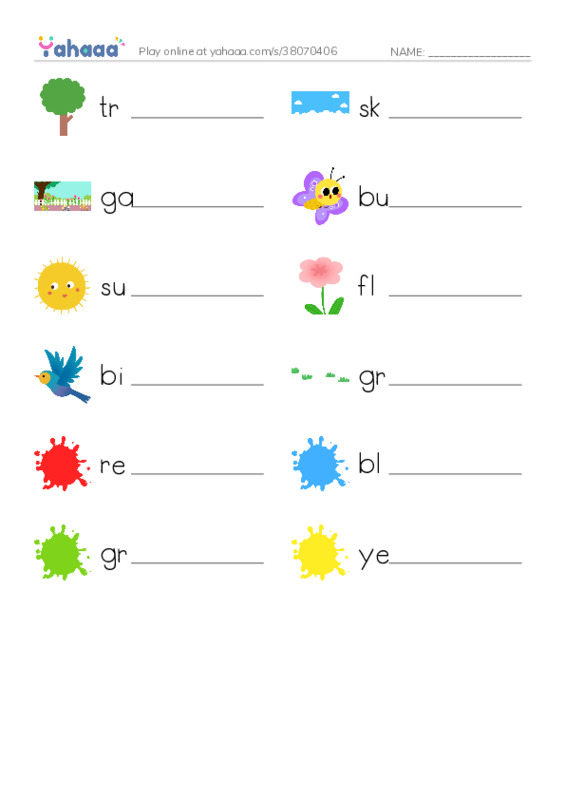 Write the word rows worksheet for Grade 1 Unit 2 lesson1