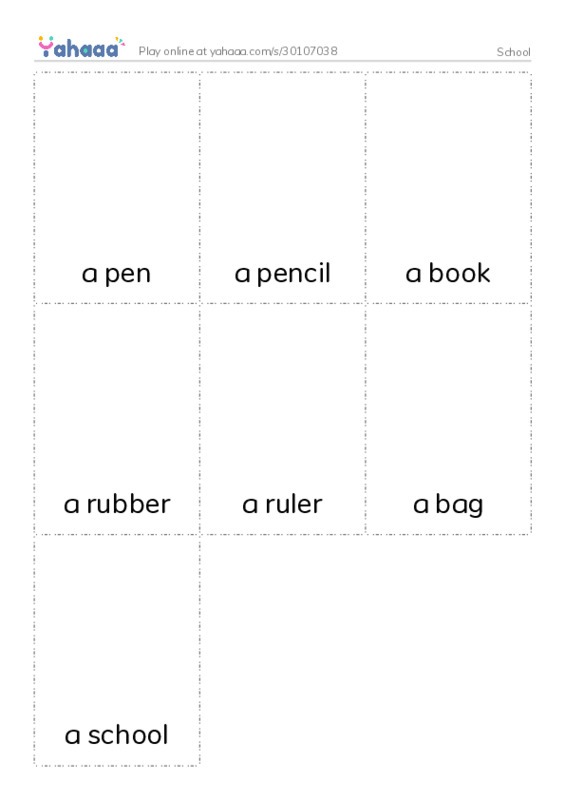 Picture flashcards worksheet for School