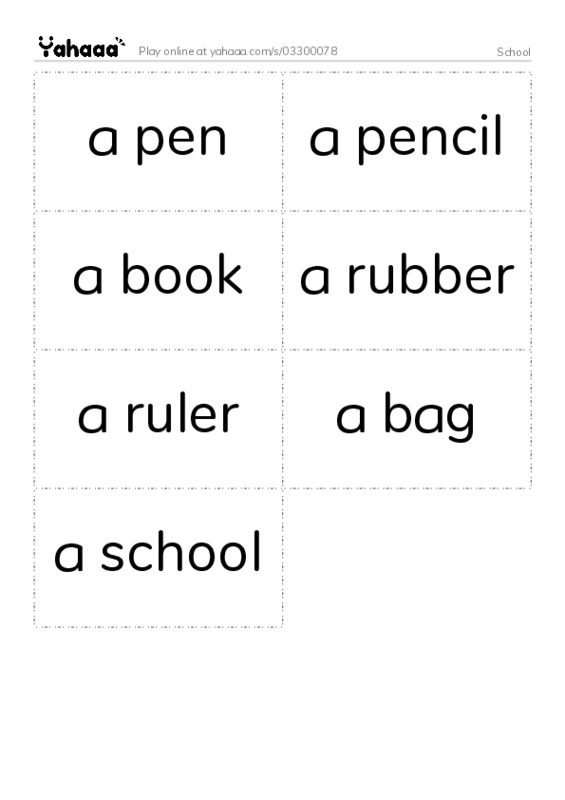Word flashcards worksheet for School